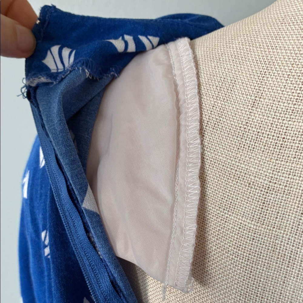 Vintage Blue Patterned Button-Up Dress - Picture 12 of 14